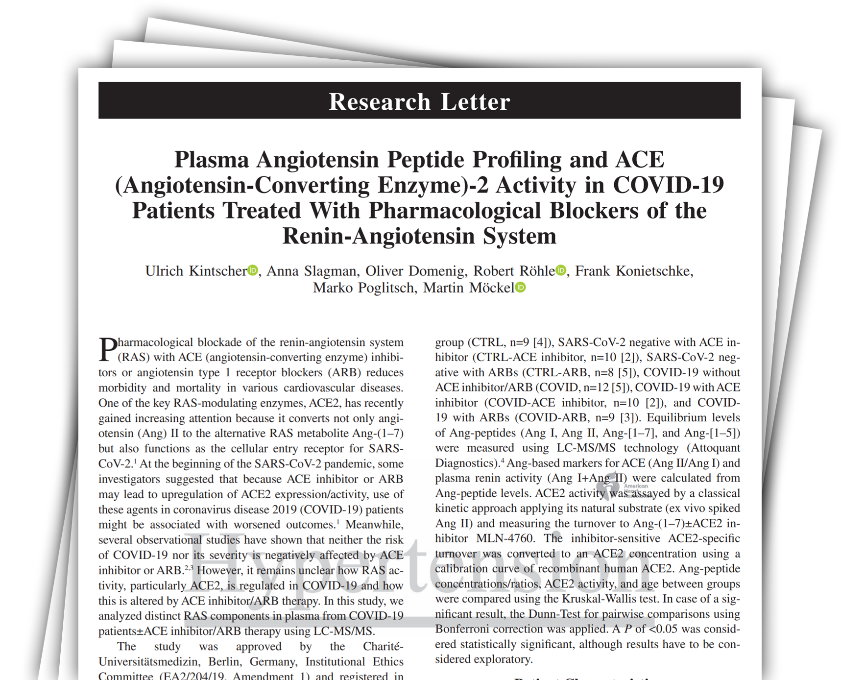 Plasma Angiotensin Peptide Profiling and ACE (Angiotensin-Converting Enzyme)-2 Activity in COVID-19 Patients Treated With Pharmacological Blockers of the Renin-Angiotensin System